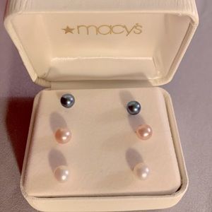 Freshwater Pearl stud earrings set of 3